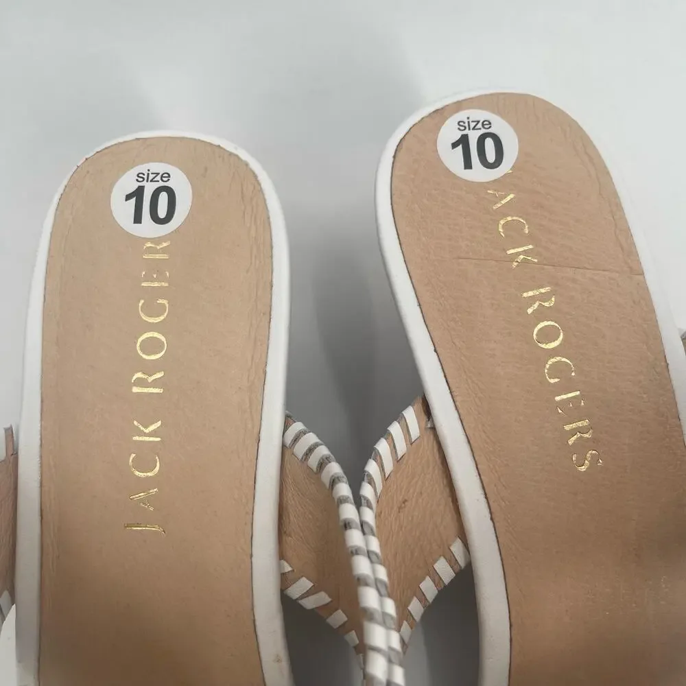 NEW JACK ROGERS Sandals Size 10 Jackie Mid Wedge White Leather Prep Summer NWOT - Picture 8 of 15